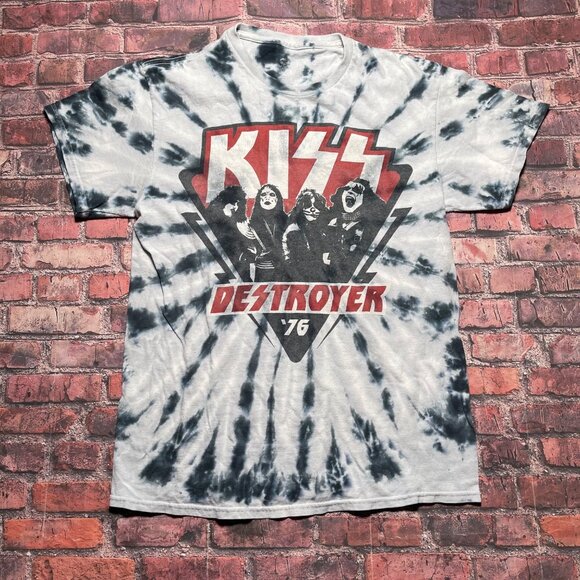 Liquid Blue Other - Kiss Destroyer Shirt Mens S/M Blue Tye Dye Graphic Band Rock Roll Liquid Blue